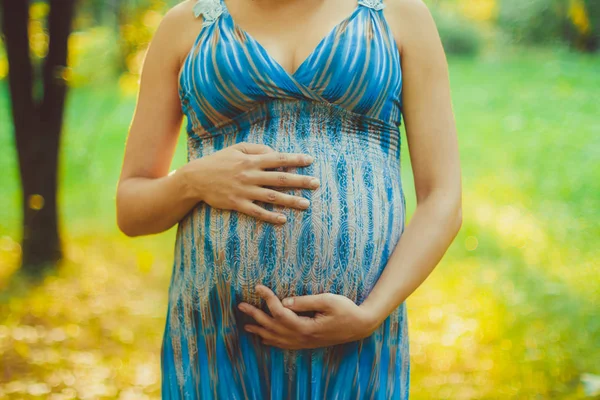 Těhotná žena v přírodě — Stock fotografie