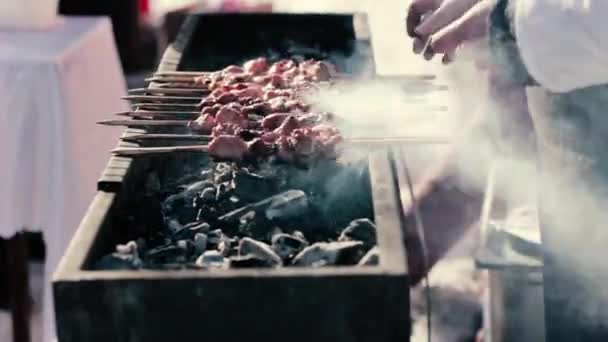 Kebab Cooked Street — Stock Video