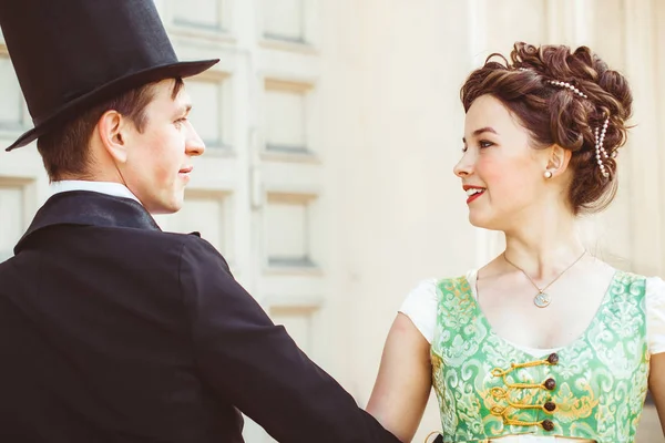 Couple in ballroom costumes — Stock Photo, Image