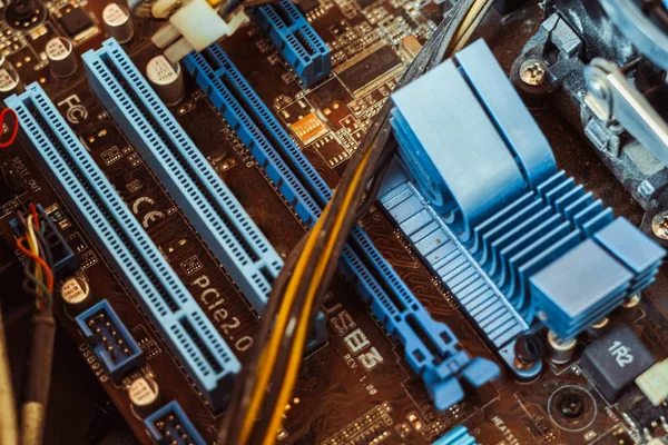 Computer bestuur chiptechnologie circuit cpu core blauw — Stockfoto