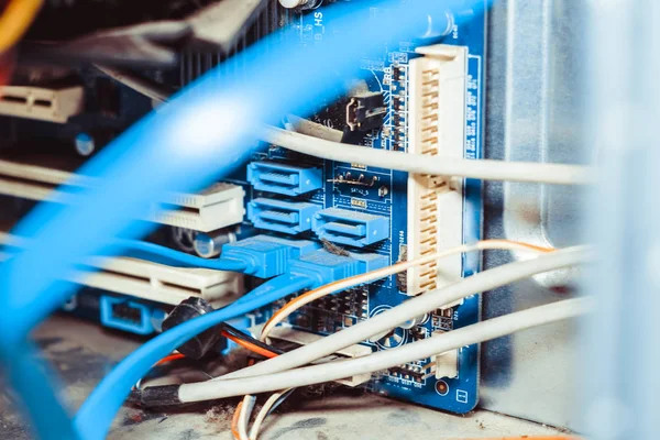 Placa de computadora chip circuito cpu core tecnología azul — Foto de Stock