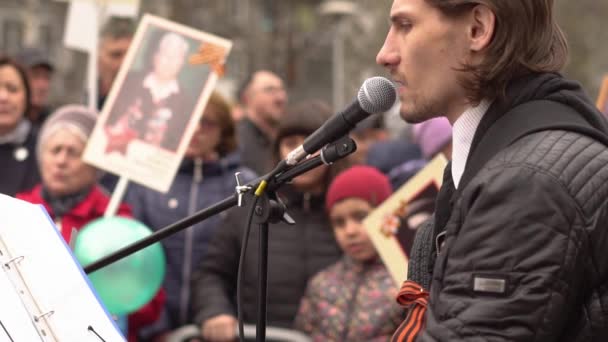 Russia Siberia Novokuznetsk May 2017 Musicians Sing Street — Stock Video