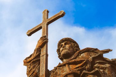 Moskova, Rusya-26 Ekim 2019: Moskova 'da Prens Vladimir anıtı