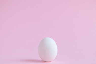 Beyaz yumurta solgun gül arka plan üzerinde izole.