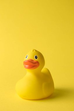 Lastik ördek oyuncak Sarı zemin üzerine yüzme için.