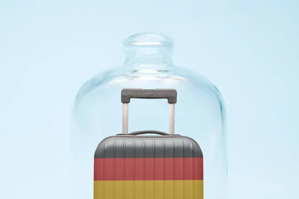 Walizka Projektem Flagi Niemiec Kwarantannie Minimalna Kreatywna Koncepcja Ograniczenia Podróży — Zdjęcie stockowe