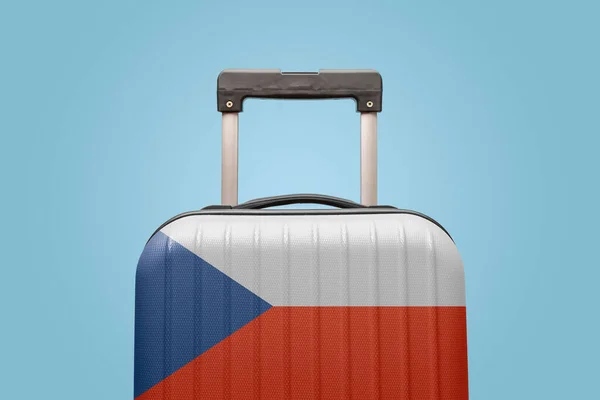 Suitcase Czech Republic Flag Design Travels Europe Concept — стокове фото