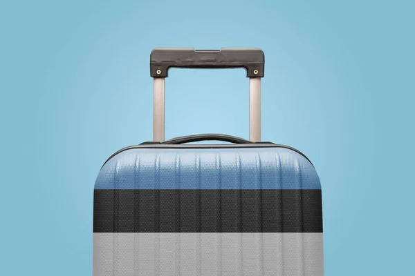 Suitcase Estonian Flag Design Travels Europe Concept — стокове фото