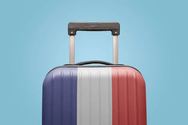Walizka Francuską Flagą Design Travel Europe Concept — Zdjęcie stockowe