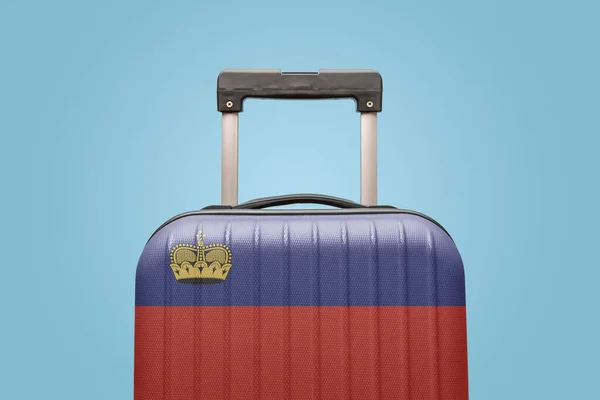Suitcase Liechtensteinian Flag Design Travels Europe Concept — стокове фото