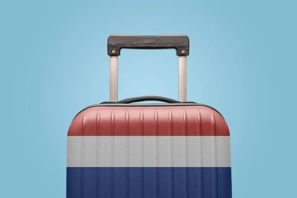 Suitcase Dutch Flag Design Travels Europe Concept — стокове фото