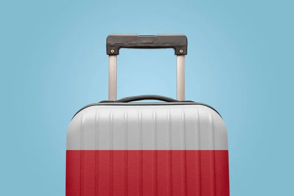 Walizka Koncepcją Polskiej Flagi Travel Europe — Zdjęcie stockowe