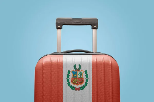 Mala Com Design Bandeira Peruana Viajar Conceito América Sul — Fotografia de Stock