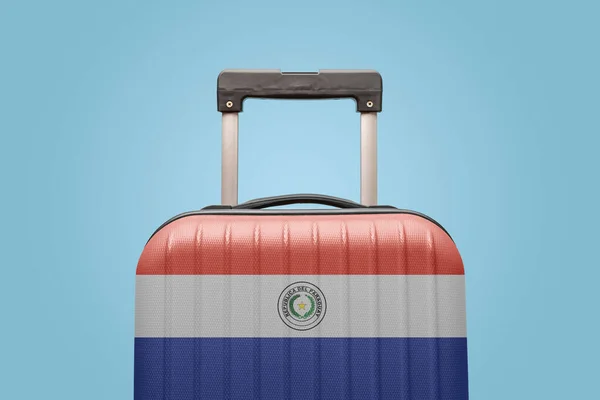 Suitcase Paraguayan Flag Design Travels South America Концепт — стокове фото
