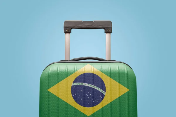 Maleta Con Diseño Bandera Brasileña Viajar Concepto América Del Sur Fotos De Stock