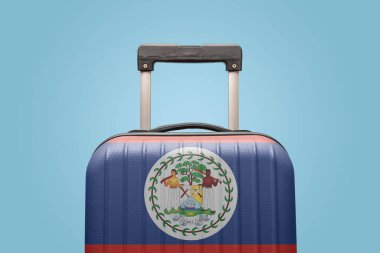 Belize bayraklı çanta Orta Amerika seyahati konsepti.