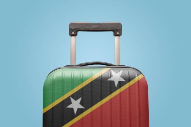 Saint Kitts ve Nevis bayraklı çanta Karayip Amerika konsepti.