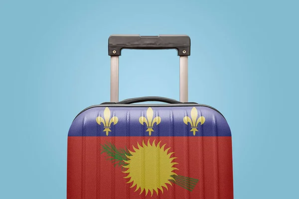 Suitcase Guadeloupe Flag Design Travels Caribbean America Концепт — стокове фото