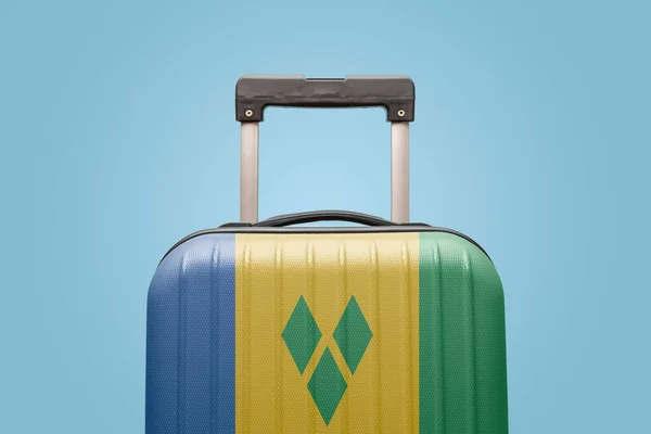 Suitcase Saint Vincent Grenadines Flag Design Travels Caribbean America — стокове фото