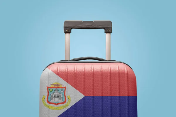 Suitcase Sint Maarten Flag Design Travels Caribbean America Концепт — стокове фото