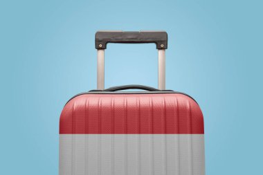 Endonezya bayrak tasarımı bavulu Asya seyahati konsepti.