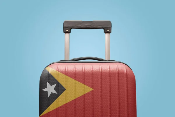 Mala Com Timor Leste Projeto Bandeira Viagem Conceito Ásia — Fotografia de Stock