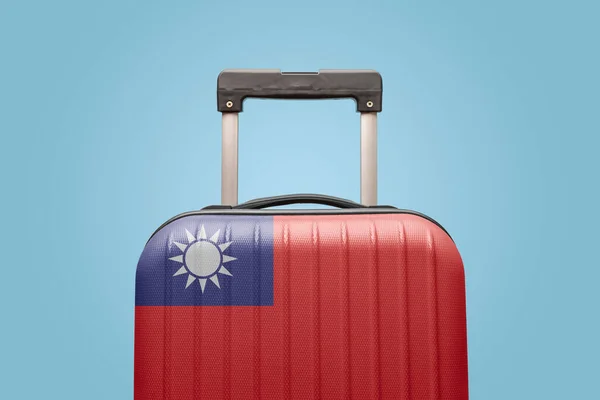 Mala Com Design Bandeira Taiwanesa Viajar Conceito Ásia — Fotografia de Stock