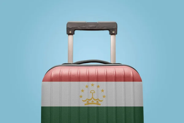 Maleta Con Diseño Bandera Tayikistán Viaje Concepto Asia — Foto de Stock