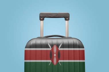Kenya bayraklı çanta Afrika seyahati konsepti.