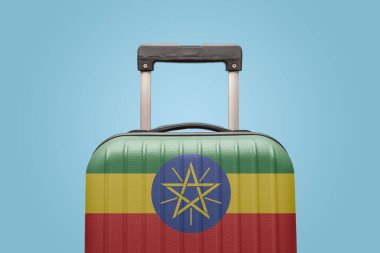 Etiyopya bayraklı çanta Afrika seyahati konsepti.