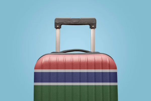 Suitcase Gambian Flag Design Travels Africa Concept — стокове фото