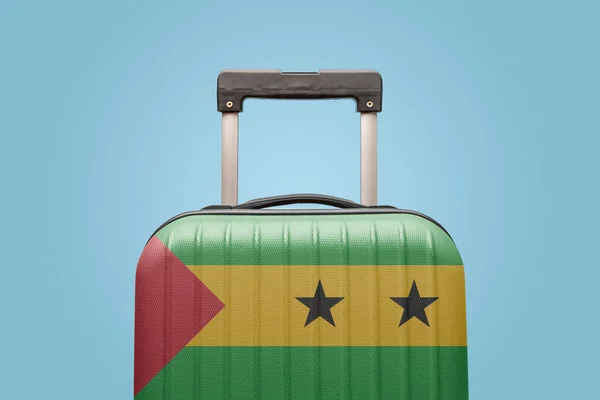 Maleta Con Diseño Bandera Santo Tomé Príncipe Viaje Concepto África — Foto de Stock