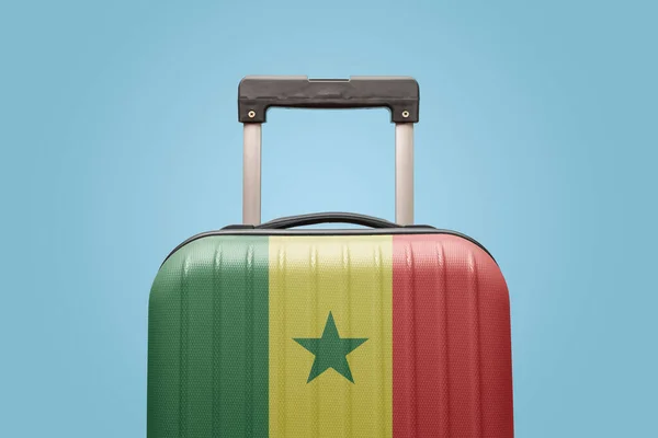 Maleta Con Diseño Bandera Senegal Viaje Concepto África — Foto de Stock