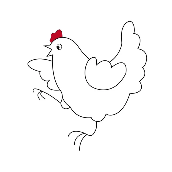 Drôle de dessin animé squawking poulet sur fond blanc. Sym de coq — Image vectorielle