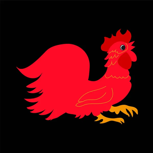 Red rooster on a black background.The symbol of the new year 201 — Stock Vector