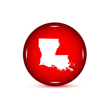 Louisiana ABD devlet Haritası. Beyaz bir backgr üstünde kırmızı düğme