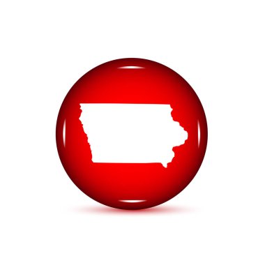 ABD Iowa eyalet Haritası. Beyaz zemin üzerine kırmızı düğmeye.