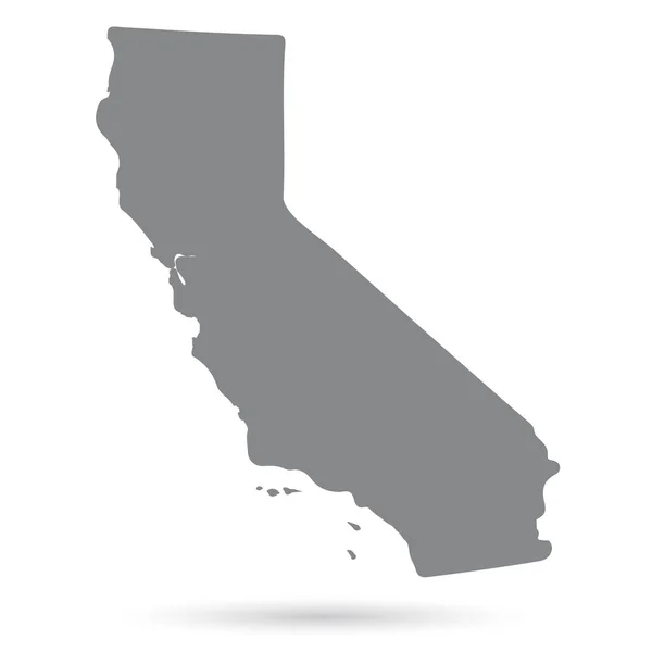 Mapa del estado estadounidense de California sobre un fondo blanco — Vector de stock