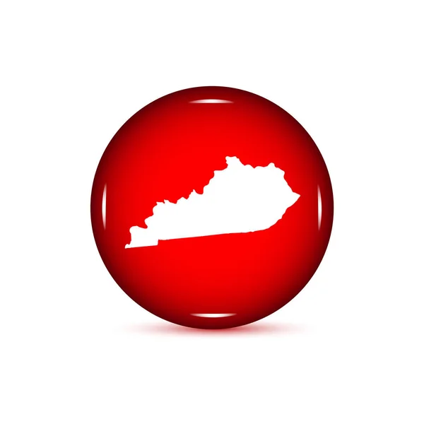 ABD devlet Kentucky haritası. Beyaz bir backgro üstünde kırmızı düğme — Stok Vektör