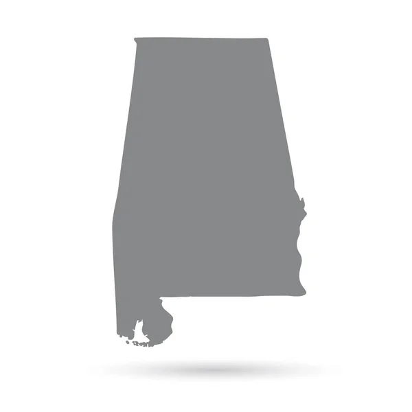 Mapa del estado estadounidense de Alabama sobre un fondo blanco — Vector de stock