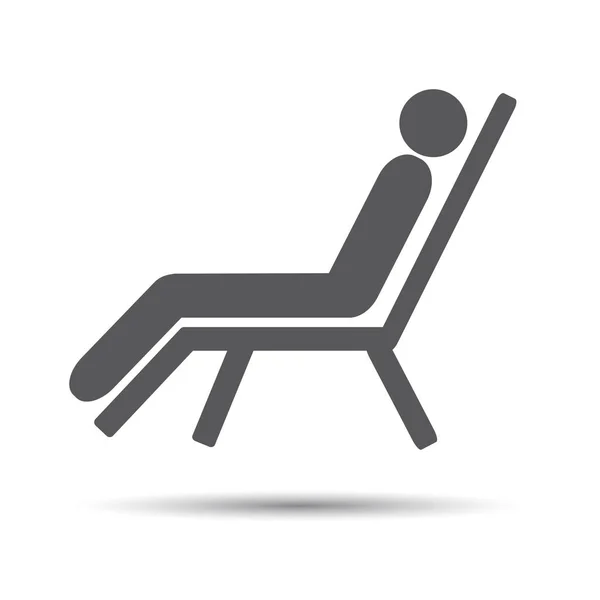 Icona piatta Sedia da spiaggia. Persone sulla sedia a sdraio — Vettoriale Stock