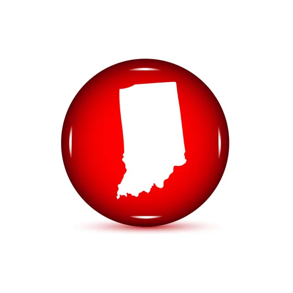 Карта американского штата Индиана. Красная кнопка на белой заднице — стоковый вектор