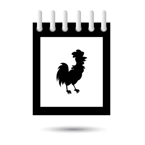 Image du coq sur l'icône du calendrier. Fond blanc — Image vectorielle