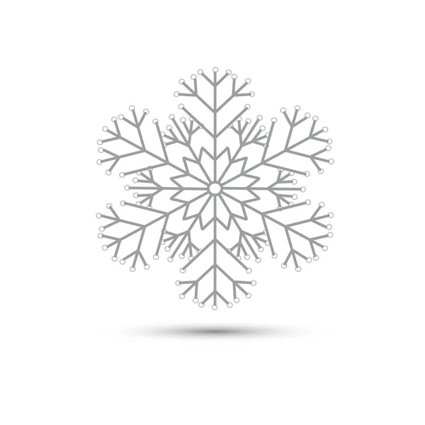 Floco de neve cinza em um ícone de fundo branco — Vetor de Stock