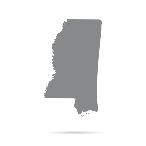 Carte de l'État américain du Mississippi sur fond blanc — Image vectorielle