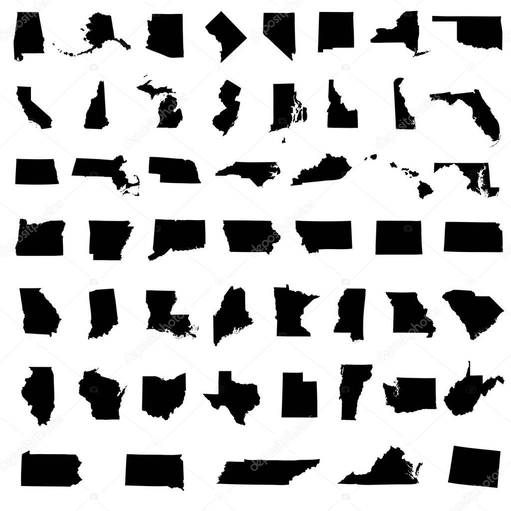 Icons States map. America states map icons on a white background