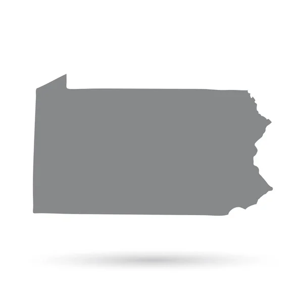 Mapa del estado de Pensilvania en un fondo blanco — Vector de stock