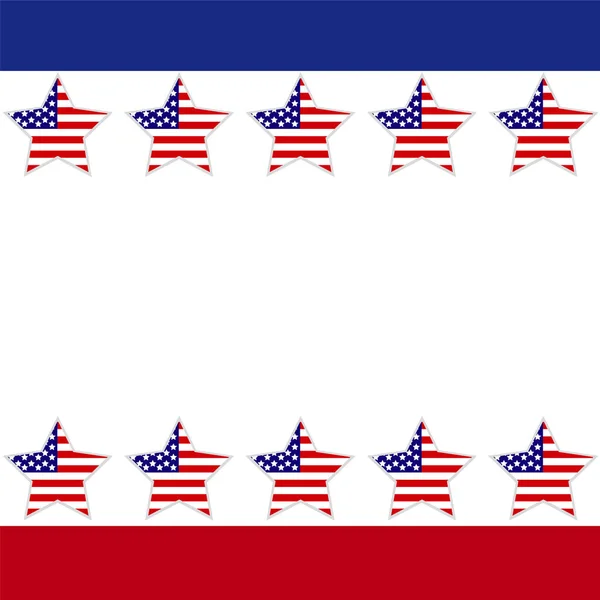 Kartpostal için şablon. Amerikalı yıldız bayrak ile — Stok Vektör