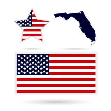 Beyaz bir arka plan üzerinde ABD'nin Florida eyaletinde Haritası. Amerikan