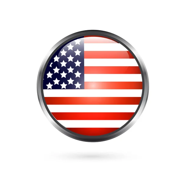 O botão com um emblema de ícone americano em um fundo branco —  Vetores de Stock